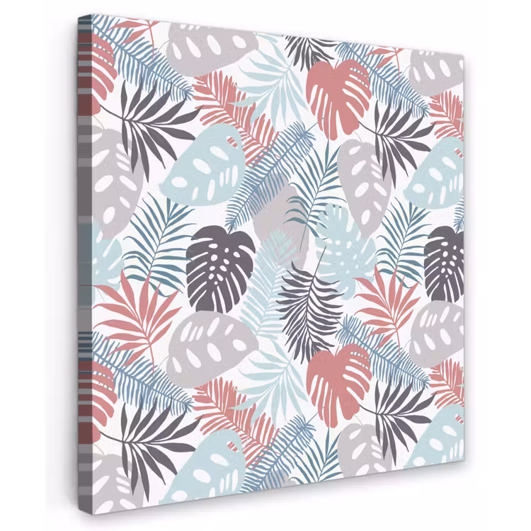 Monstera - Pastel - Bladeren - Tropical Tuinposter op houten frame 2 cm dik klein -3d
