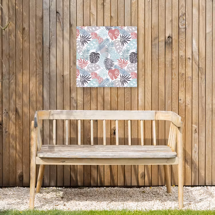 Monstera - Pastel - Bladeren - Tropical Tuinposter op houten frame 2 cm dik klein -sfeer4