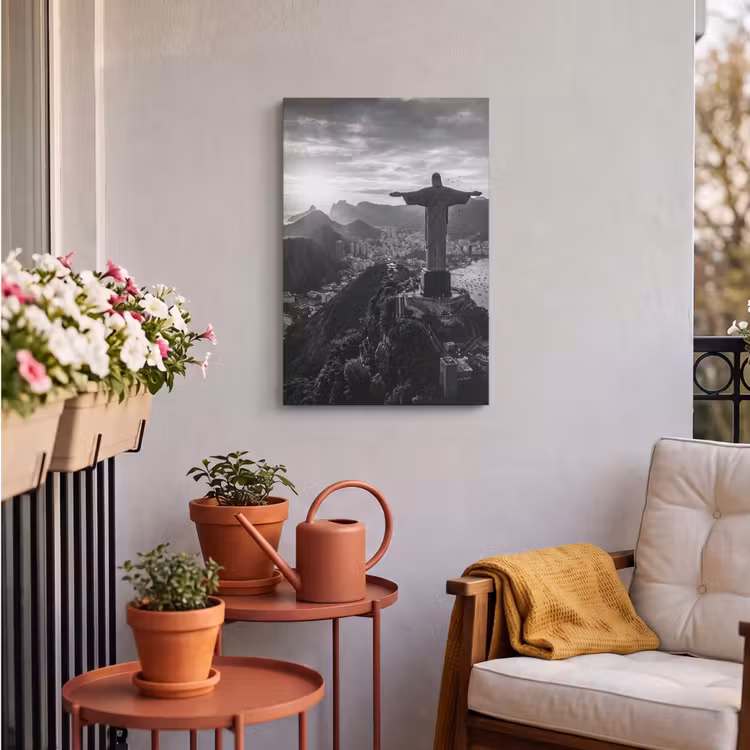 Monument - Stadsgezicht - Landschap - Zwart-wit Tuinposter op houten frame 2 cm dik klein -sfeer1