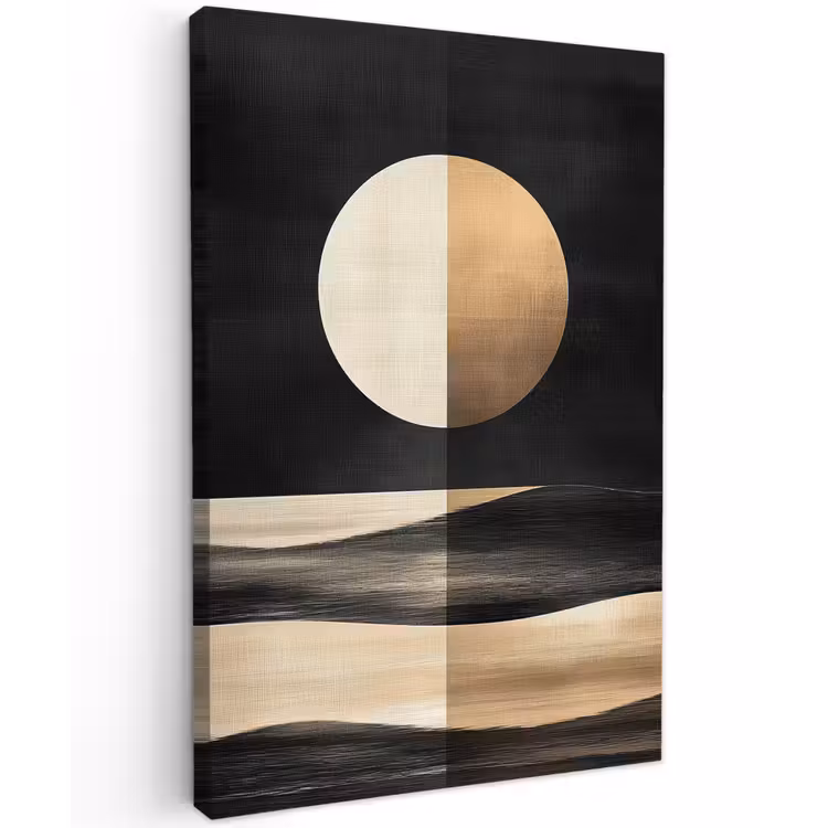 Maan - Cirkel - Goud Tuinposter op houten frame 2 cm dik klein -3d