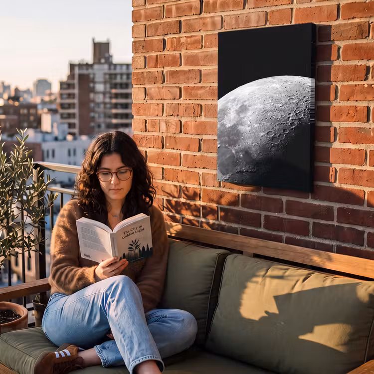 Outdoor Canvas Print - Moon - Craters - Space - Maan - Kraters - Ruimte Tuinposter op houten frame 2 cm dik klein