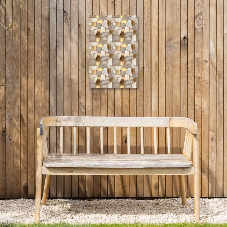 Mozaïek - Marmer - Goud Tuinposter op houten frame 2 cm dik klein 841 -sfeer4