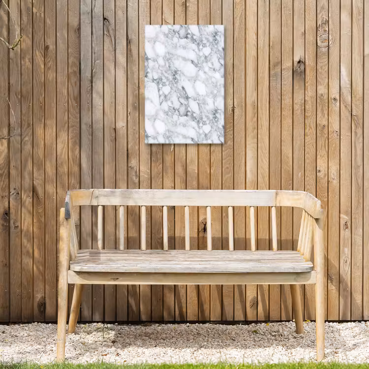Mozaïek - Marmer - Wit - Onregelmatig Tuinposter op houten frame 2 cm dik klein 841 -sfeer4