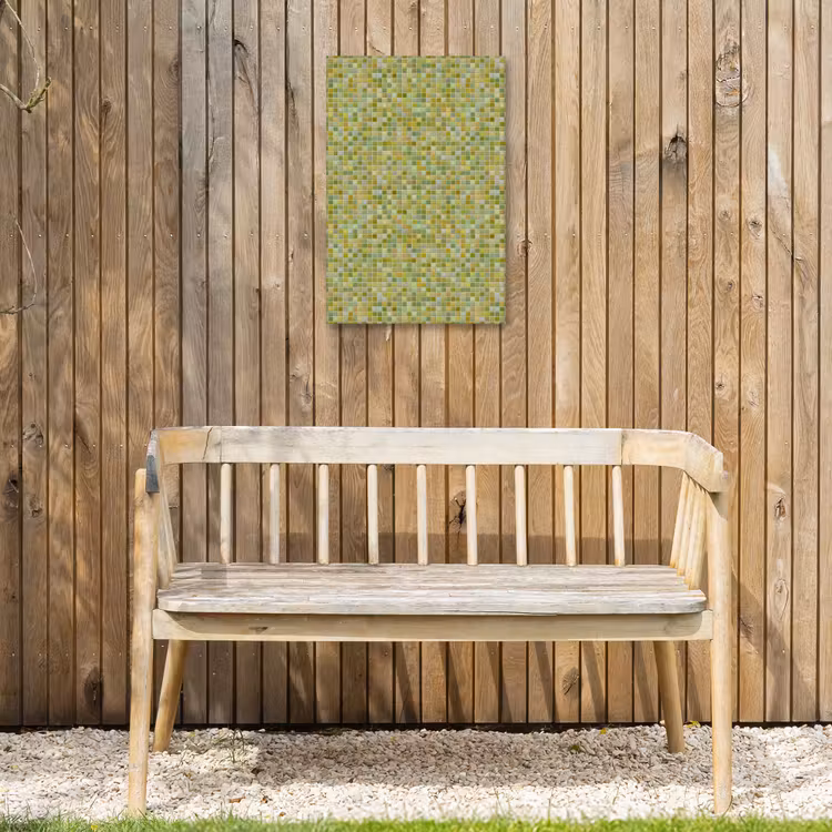 Mozaïek - Patroon - Groen Tuinposter op houten frame 2 cm dik klein 841 -sfeer4