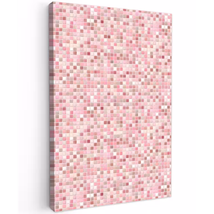 Mozaïek - Patroon - Roze Tuinposter op houten frame 2 cm dik klein 841 -3d