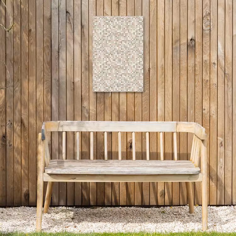 Mozaïek - Patroon- Taupe Tuinposter op houten frame 2 cm dik klein 841 -sfeer4