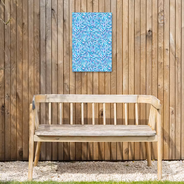 Mozaïek - Patroon - Turquoise Tuinposter op houten frame 2 cm dik klein 841 -sfeer4
