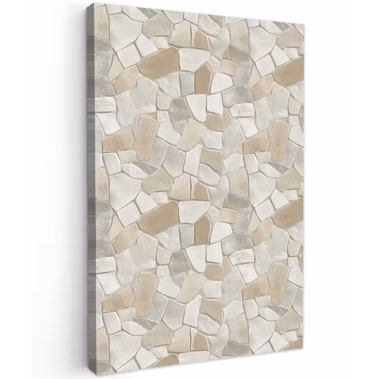 Mozaïek - Stenen - Beige Tuinposter op houten frame 2 cm dik klein 841 -3d