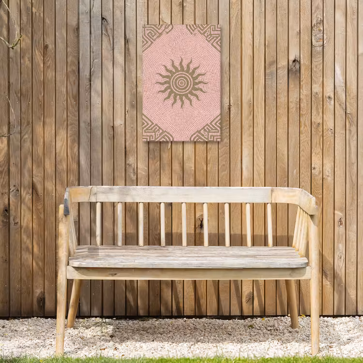 Mozaïek - Zon - Patroon - Klassiek - Roze Tuinposter op houten frame 2 cm dik klein -sfeer4