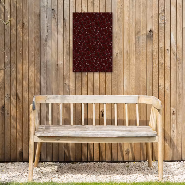 Mozaïek - Tegel - Bordeauxrood Tuinposter op houten frame 2 cm dik klein 841 -sfeer4