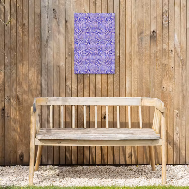 Mozaïek - Tegels - Lila - Amethist Tuinposter op houten frame 2 cm dik klein 841 -sfeer4
