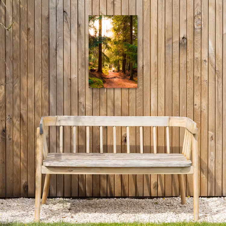 Mossig bospad Tuinposter op houten frame 2 cm dik klein -sfeer4