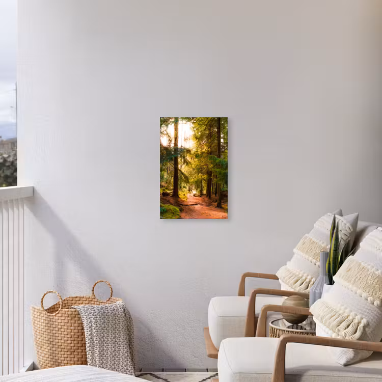Mossig bospad Tuinposter op houten frame 2 cm dik klein -sfeer1