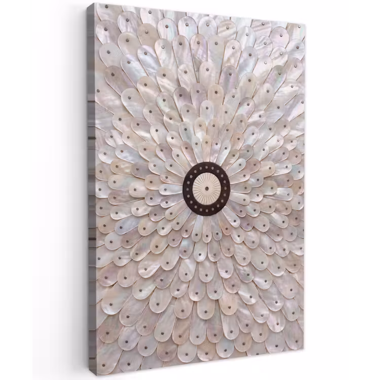 Parelmoer - Patroon - Decoratie - Ambacht - Wit Tuinposter op houten frame 2 cm dik klein -3d