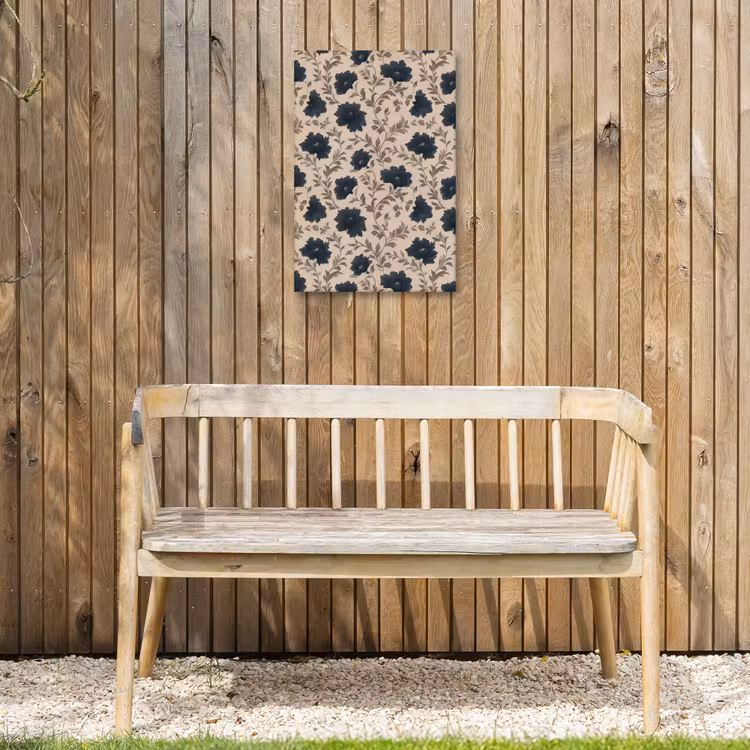 Motief - Bloemen - Zwart - Beige Tuinposter op houten frame 2 cm dik klein 841 -sfeer4