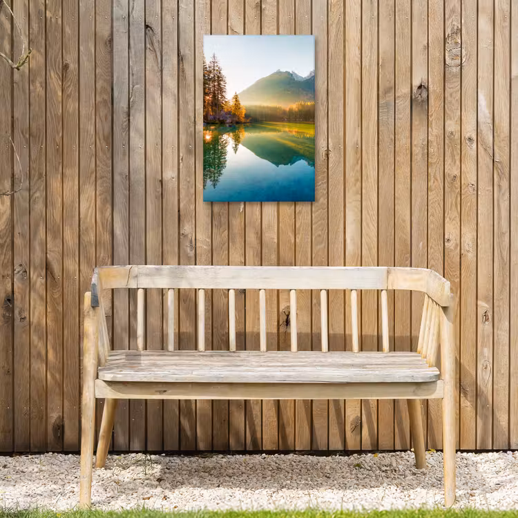 Bergmeer in de Ochtendzon Tuinposter op houten frame 2 cm dik klein -sfeer4