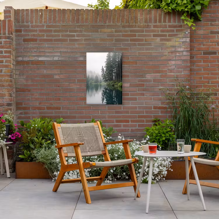 Bergen - Meer - Bos Tuinposter op houten frame 2 cm dik klein -sfeer3