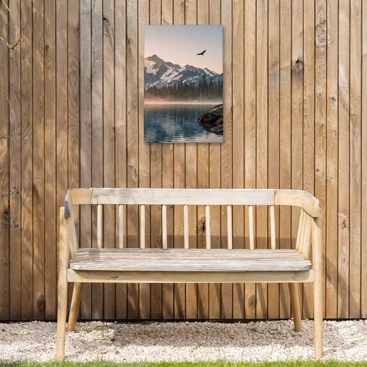 Bergen - Water - Bomen Tuinposter op houten frame 2 cm dik klein -sfeer4
