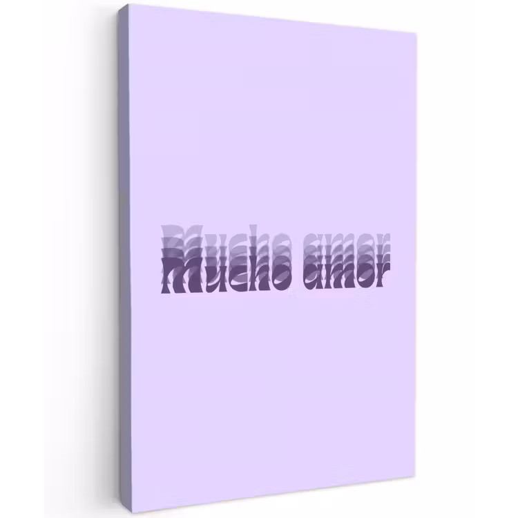 Mucho amor - Paars - Gelaagde letters Tuinposter op houten frame 2 cm dik klein -3d