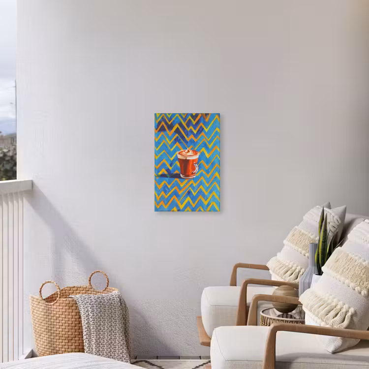 Mok - Koffie - Zigzag - Slagroom Tuinposter op houten frame 2 cm dik klein -sfeer1