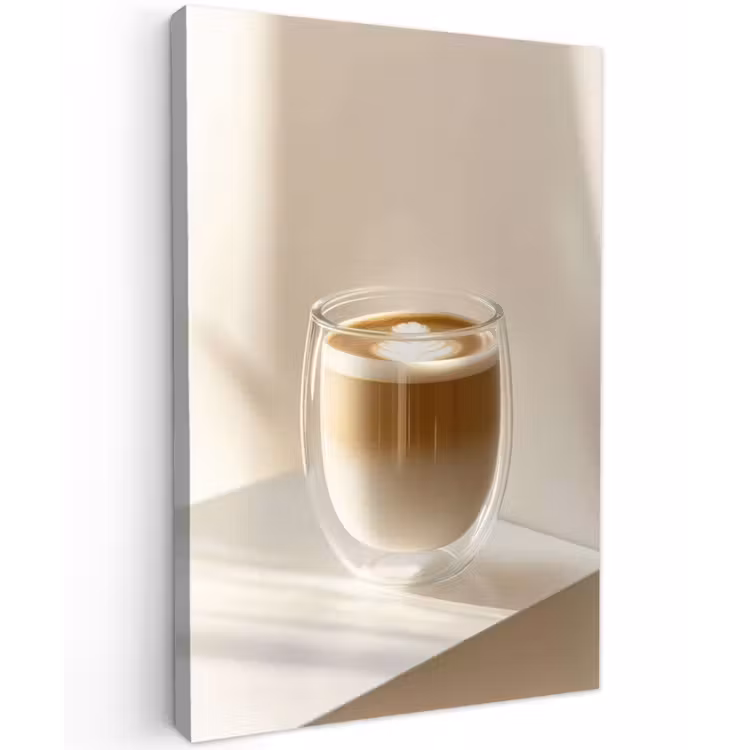 Mok - Latte - Minimalistisch - Schaduw Tuinposter op houten frame 2 cm dik klein -3d