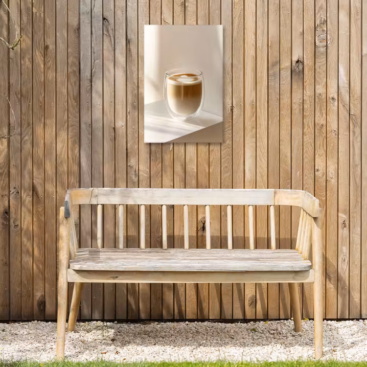 Mok - Latte - Minimalistisch - Schaduw Tuinposter op houten frame 2 cm dik klein -sfeer4