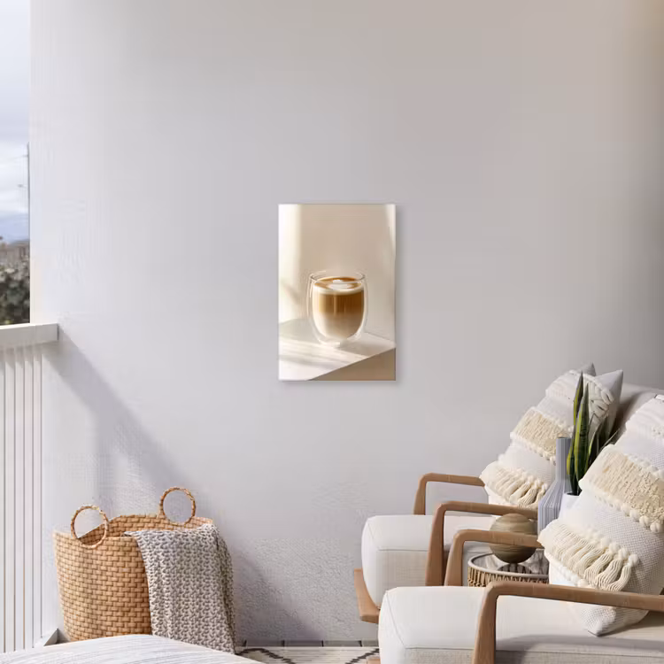 Mok - Latte - Minimalistisch - Schaduw Tuinposter op houten frame 2 cm dik klein -sfeer1