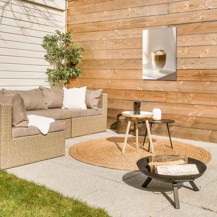 Mok - Latte - Minimalistisch - Schaduw Tuinposter op houten frame 2 cm dik klein -sfeer2
