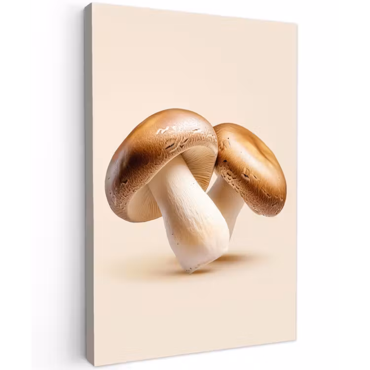 Champignons - Zacht - Beige Tuinposter op houten frame 2 cm dik klein -3d