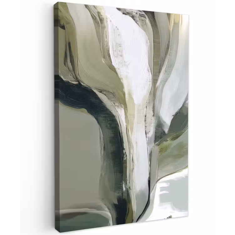 Natuur - Abstract - Groen - Penseelstreken Tuinposter op houten frame 2 cm dik klein -3d