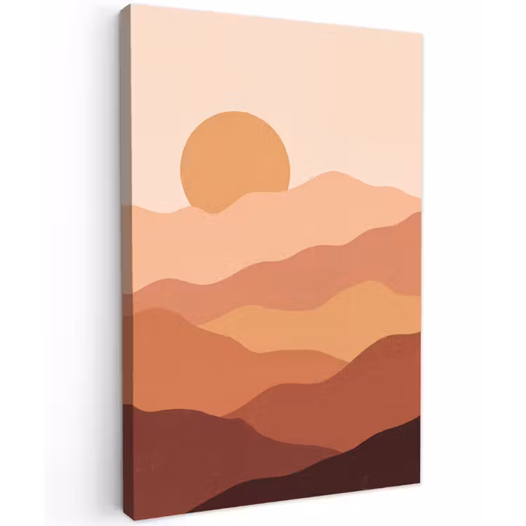 Natuur - Heuvels - Abstract - Modern - Oranje Tuinposter op houten frame 2 cm dik klein -3d