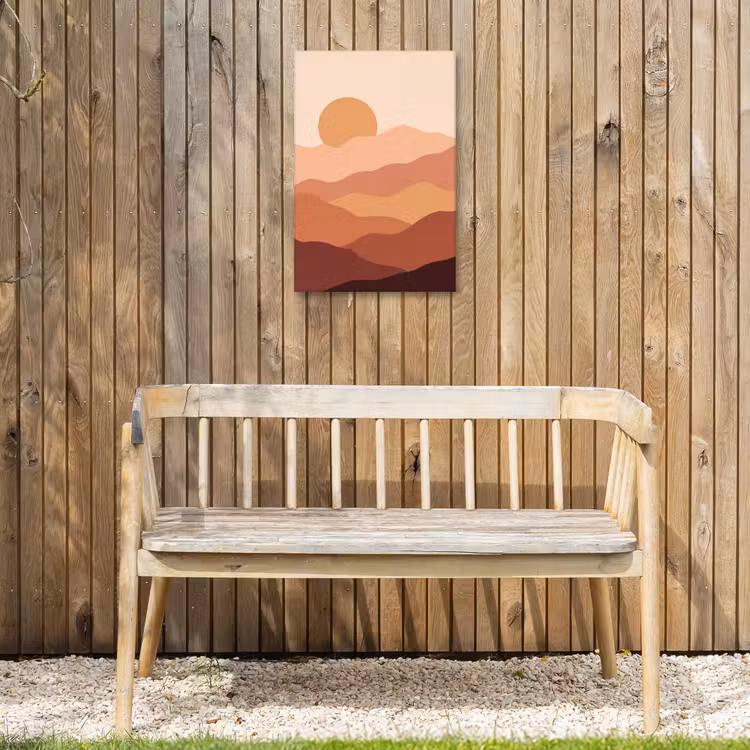 Natuur - Heuvels - Abstract - Modern - Oranje Tuinposter op houten frame 2 cm dik klein -sfeer4