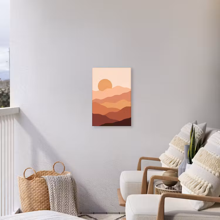 Natuur - Heuvels - Abstract - Modern - Oranje Tuinposter op houten frame 2 cm dik klein -sfeer1