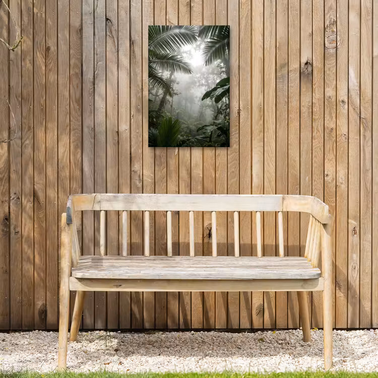 Natuur - Jungle - Mist - Groen - Bladeren Tuinposter op houten frame 2 cm dik klein -sfeer4