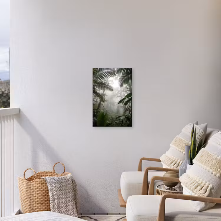 Natuur - Jungle - Mist - Groen - Bladeren Tuinposter op houten frame 2 cm dik klein -sfeer1