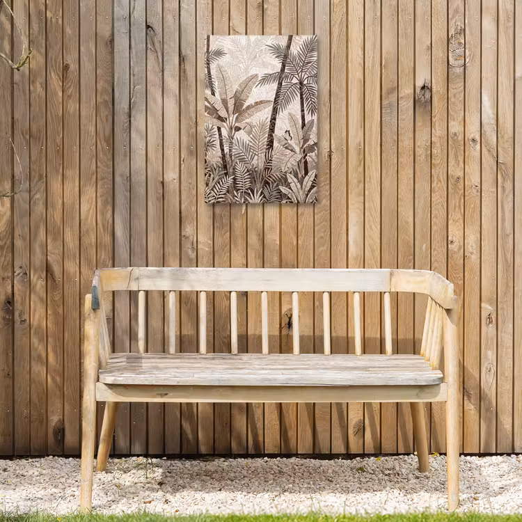 Natuur - Bladeren - Landschap - Mozaïek - Beige Tuinposter op houten frame 2 cm dik klein -sfeer4