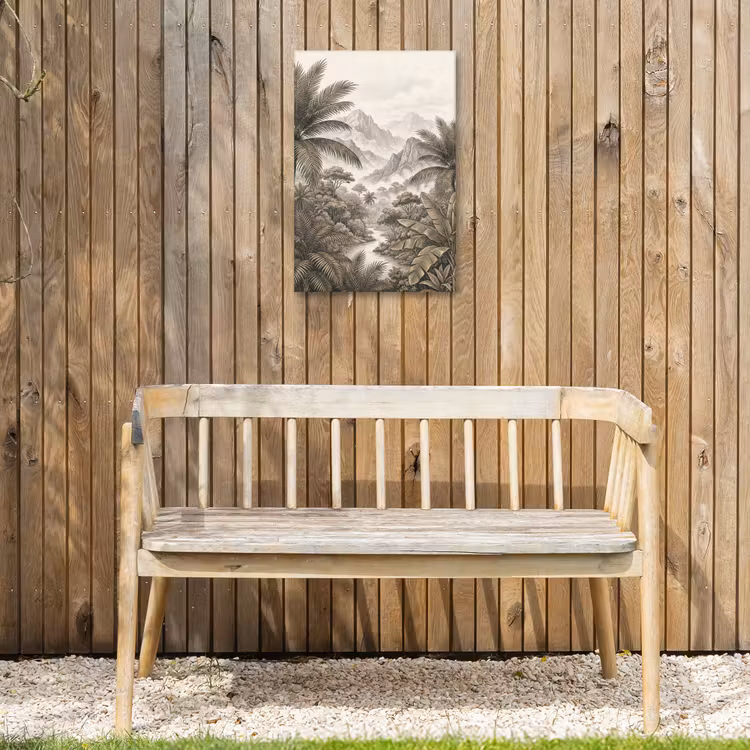 Natuur - Bergen - Rivier - Tropisch - Vintage Tuinposter op houten frame 2 cm dik klein -sfeer4