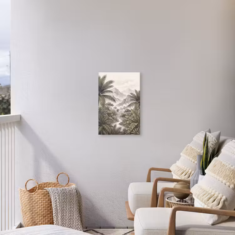 Natuur - Bergen - Rivier - Tropisch - Vintage Tuinposter op houten frame 2 cm dik klein -sfeer1
