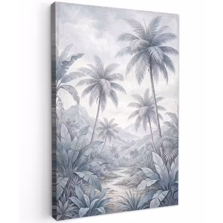 Natuur - Boom - Tropisch - Landschap - Blauw Tuinposter op houten frame 2 cm dik klein -3d