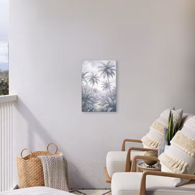 Natuur - Boom - Tropisch - Landschap - Blauw Tuinposter op houten frame 2 cm dik klein -sfeer1