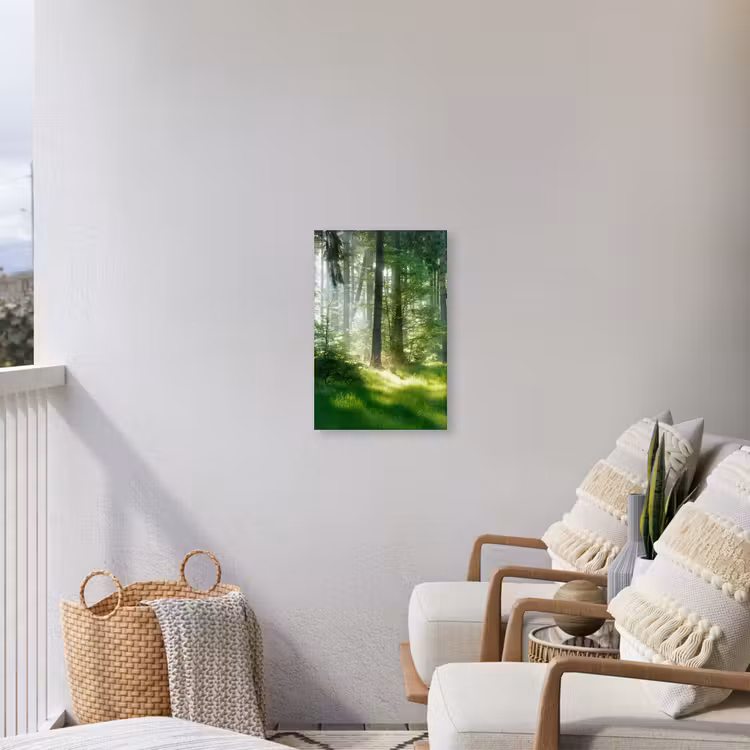 Natuur - Bomen - Bos - Groen - Zon - Gras - Planten Tuinposter op houten frame 2 cm dik klein -sfeer1
