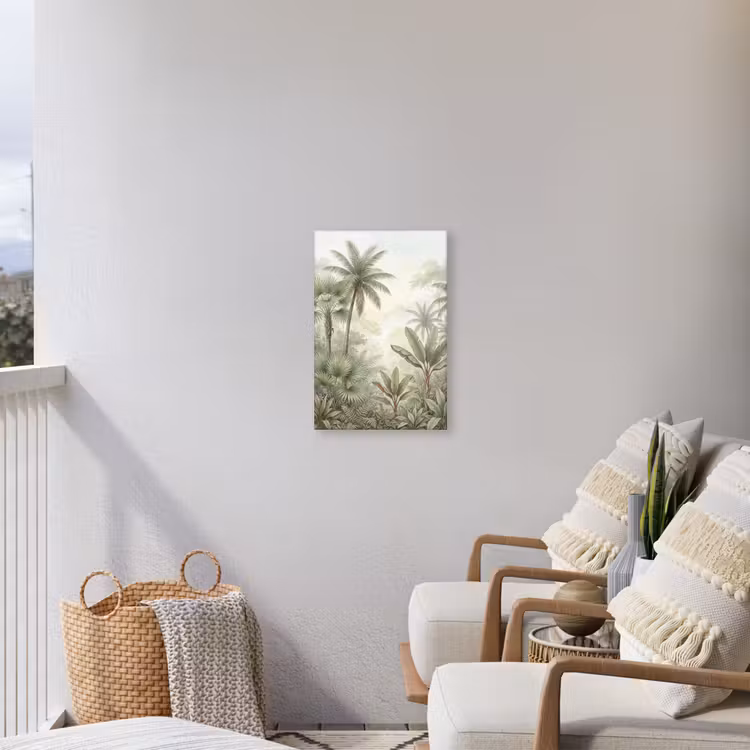 Natuur - Tropisch bos - Landschap - Aquarel - Groen Tuinposter op houten frame 2 cm dik klein -sfeer1