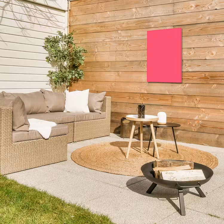 Neon - Flamingo - Roze Tuinposter op houten frame 2 cm dik klein 841 -sfeer2