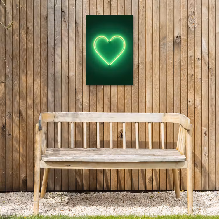 Neon - Groen - Licht Tuinposter op houten frame 2 cm dik klein -sfeer4