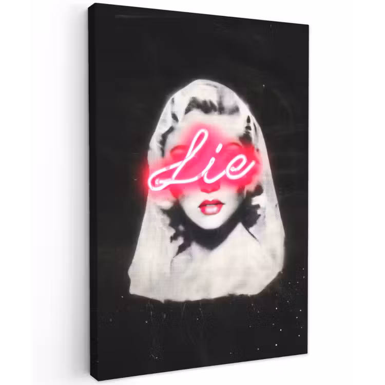 Neon - Letters - Vintage - Vrouw Tuinposter op houten frame 2 cm dik klein -3d