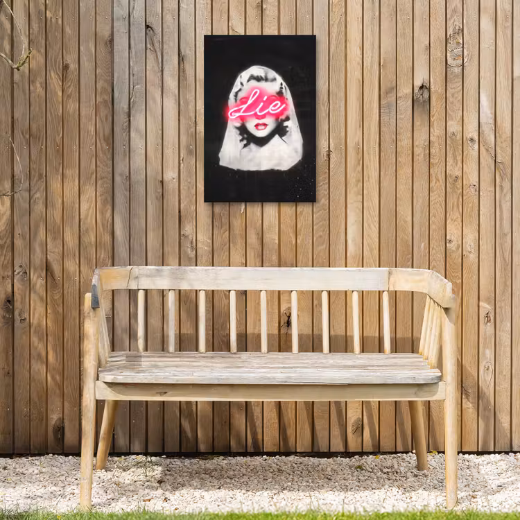 Neon - Letters - Vintage - Vrouw Tuinposter op houten frame 2 cm dik klein -sfeer4