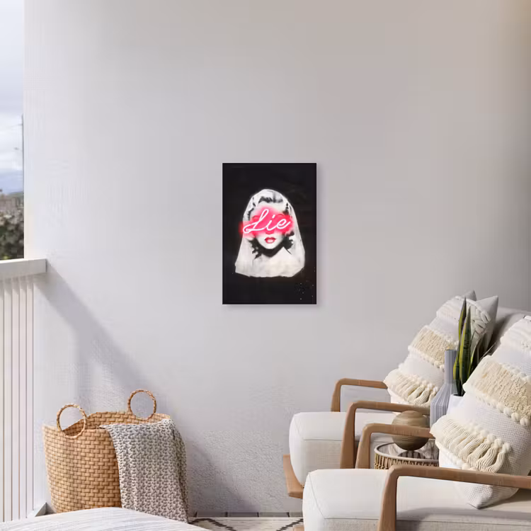 Neon - Letters - Vintage - Vrouw Tuinposter op houten frame 2 cm dik klein -sfeer1