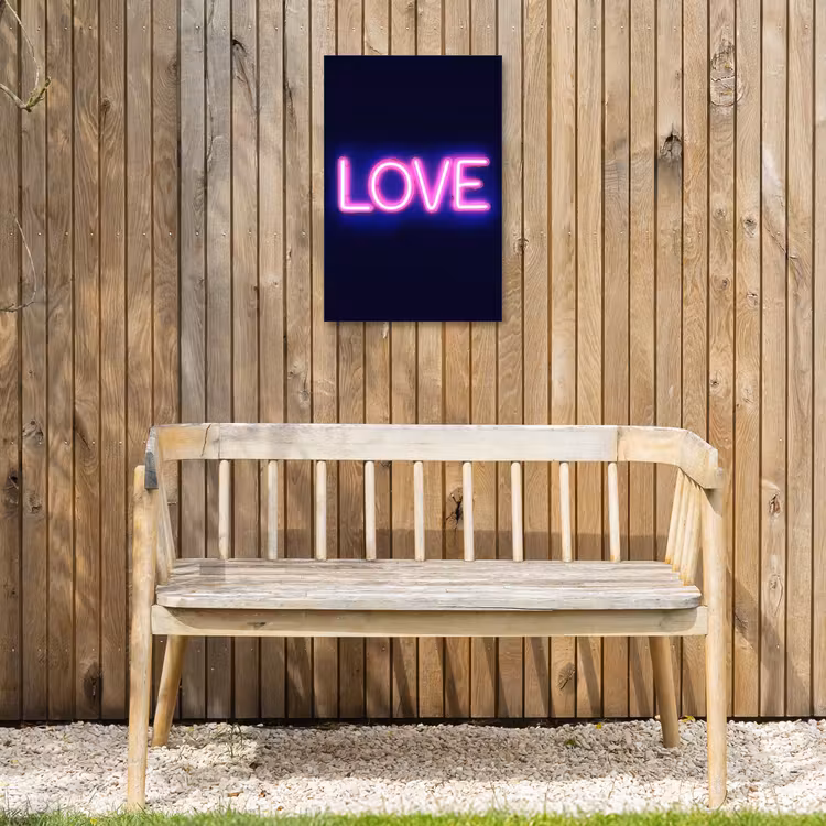 Neon - Love - Valentijn Tuinposter op houten frame 2 cm dik klein -sfeer4