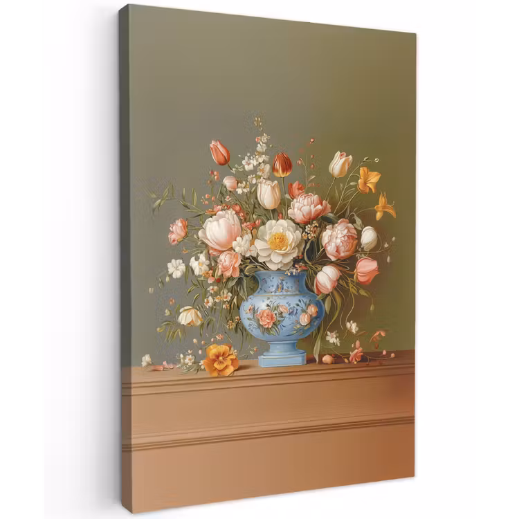 Neutral - Bloemen - Boeket - Vaas Tuinposter op houten frame 2 cm dik klein -3d
