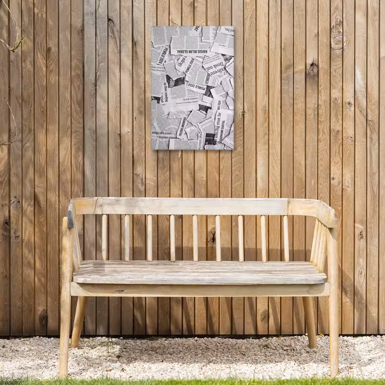 Krant - Versnipperd - Textuur - Zwart-wit - Abstract Tuinposter op houten frame 2 cm dik klein -sfeer4
